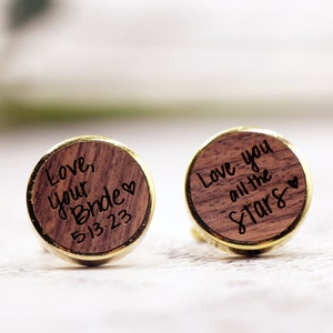 Custom Groom Cufflinks; Personalized Cufflinks; Wood Cufflinks, Wedding Cufflinks, Personalized Cufflinks; Groomsman Gift; Husband Gifts