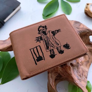 Cartera personalizada para papá, cartera con dibujo infantil, cartera grabada, cartera personalizada, escritura personalizada, cartera monogramada para hombre, regalo único para papá imagen 10
