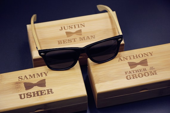 Bachelor Party Gift; Engraved Sunglasses; Groomsmen Gift; Wedding Gift; Personalized Men's Sunglasses; Bamboo Wooden Sunglasses; Best Men