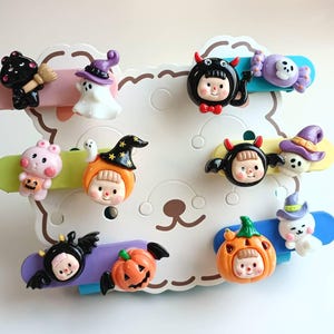 Grampos de cabelo de Halloween, presilhas de papelão giratórias, grampo de cabelo, grampo giratório, grampos de cabelo bonitos, presentes para meninas, 6 peças para preço conjunto completo