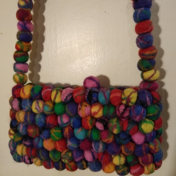 Rising Tide Wool Felted Multi Color Ball Purse