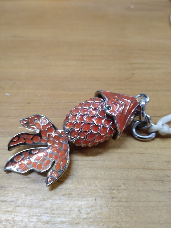 Coach Articulated Orange Enamel Fish Key Chain