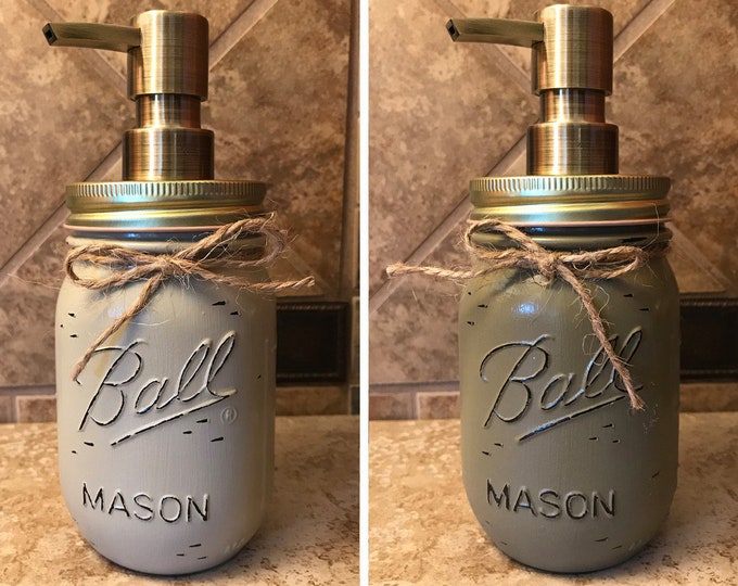 Mason JAR SOAP Brass Bronze Gold Metal DISPENSER Painted Distressed Ball Pint Canning *Kitchen Bathroom Lotion Green Blue Turquoise *Quality