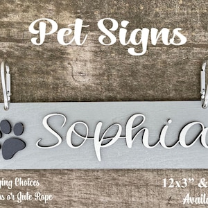 Custom Wood Pet Name Sign, Paw Print Decor