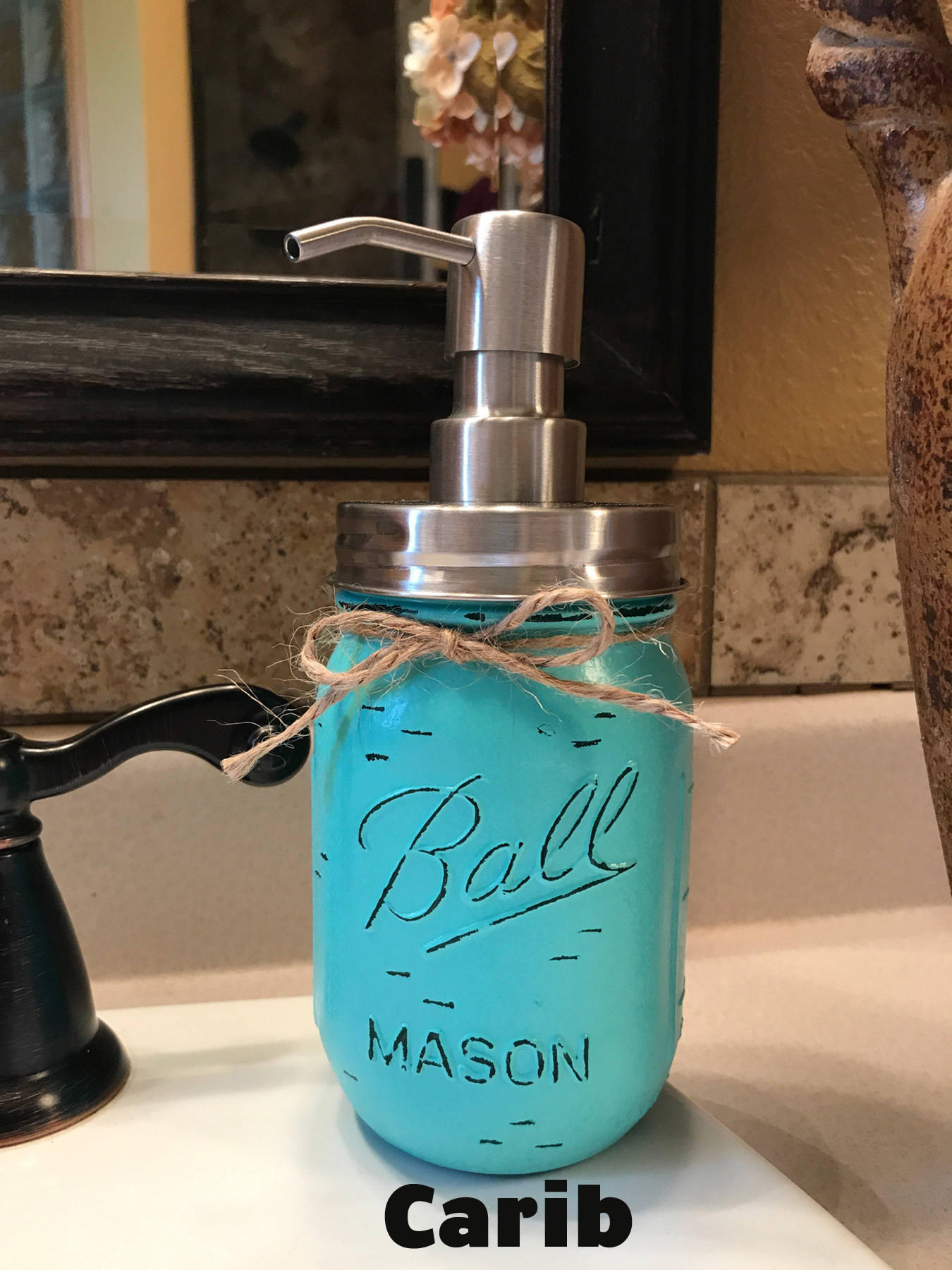 Mason JAR SOAP Stainless Steel Silver DISPENSER Painted Distressed Ball