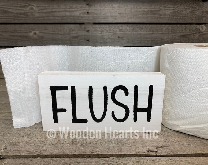 BATHROOM Sign BLOCK Brush, Floss, Wash, Flush, Save Water Shower Together, Nice Butt, Wash your hands, Get Naked 3x6 White Wood decor