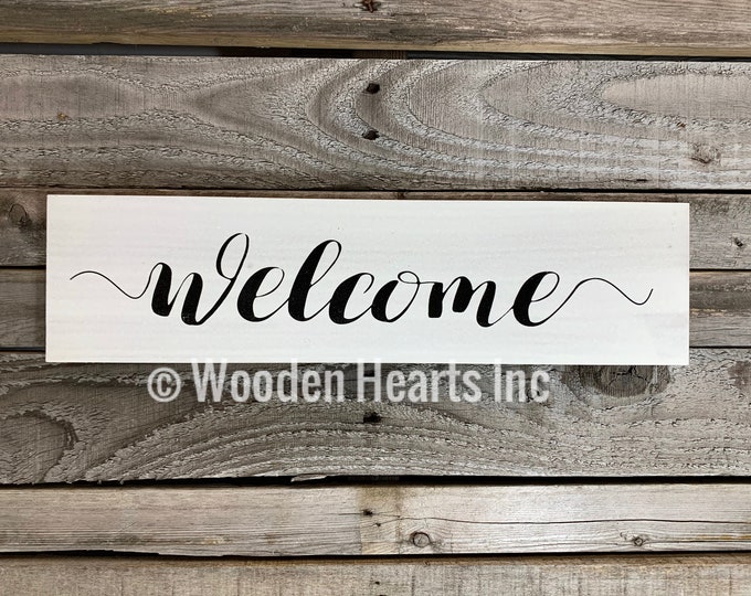 Welcome Sign *Blessings, This is us our life story home (sold separately) *Wall wood rustic distressed decor *Brown White or Gray *4x16