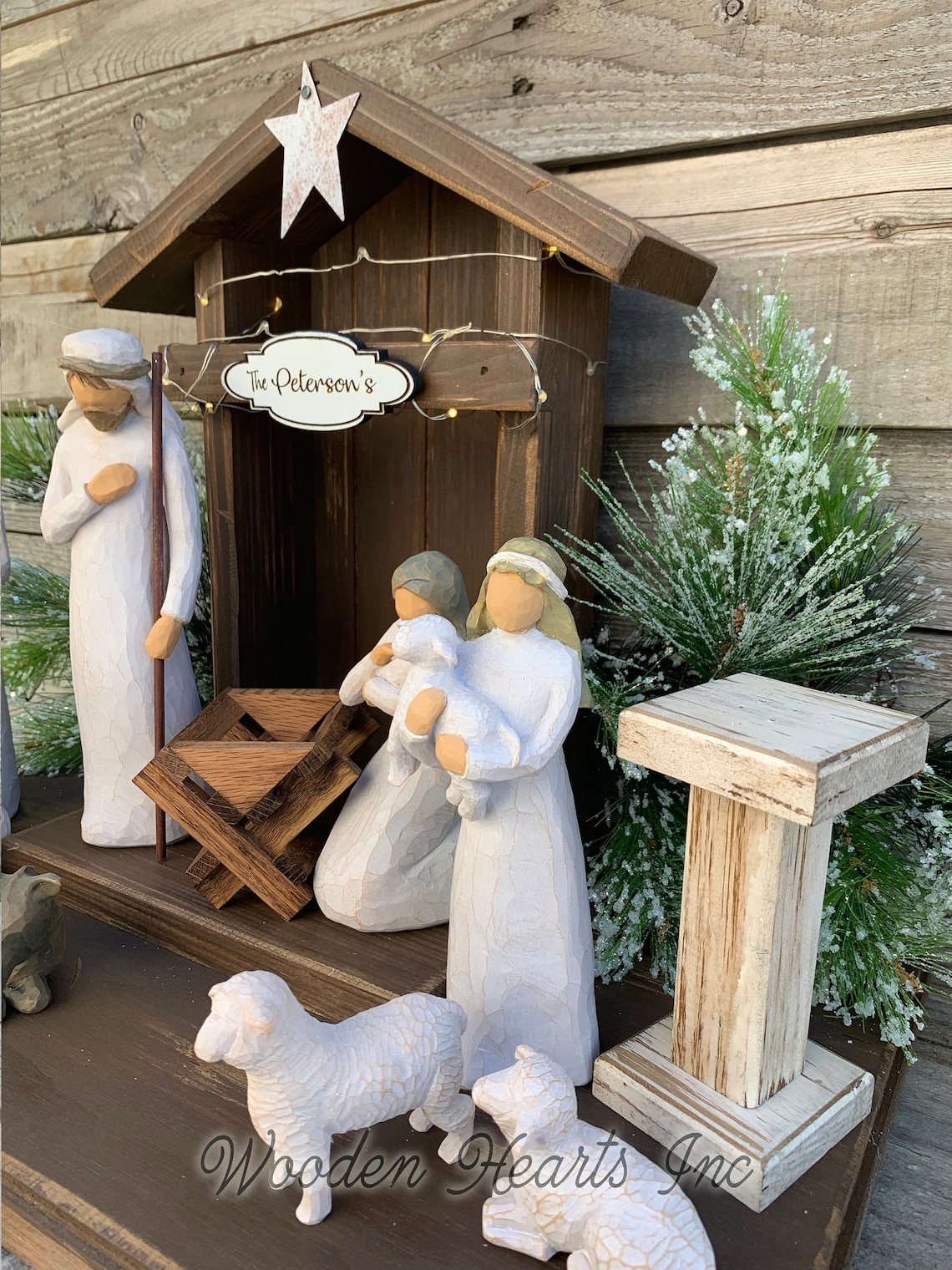 Willow Tree Creche Compatible STABLE WOODEN Nativity lighted Etsy