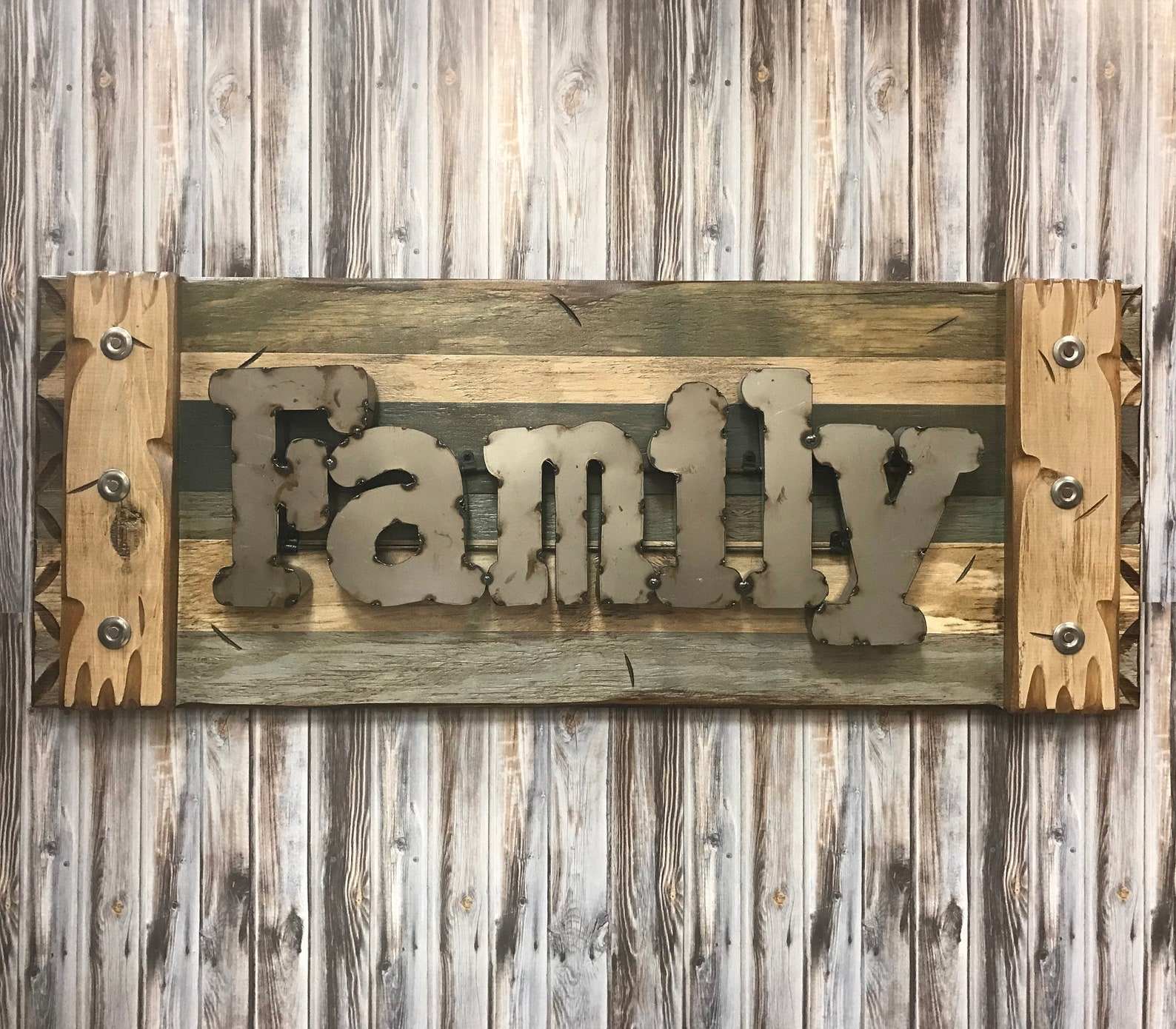 Wall Sign with FAMILY quote Rustic Reclaimed Distressed Etsy
