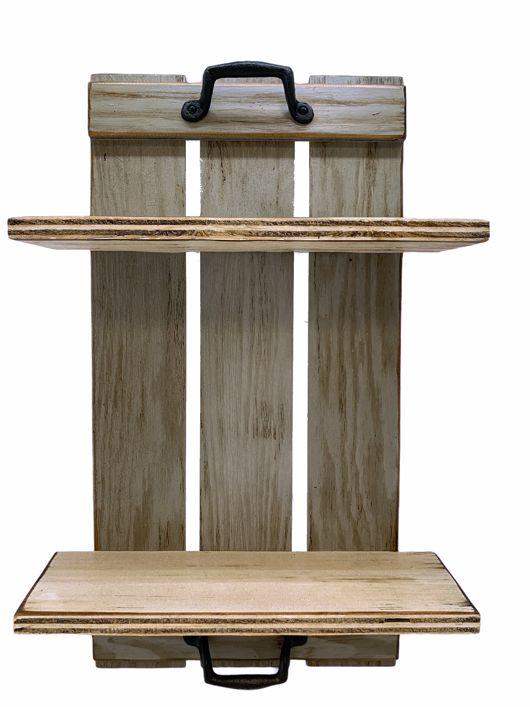 Wall SHELF Wood Tray Style with Metal Handles Bathroom Etsy