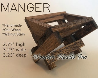 BABY MANGER -Oak Wood -Compatible to display with Willow Tree Angel Nativity Pieces -Accessory for our STABLE Creche *Nativity Distressed