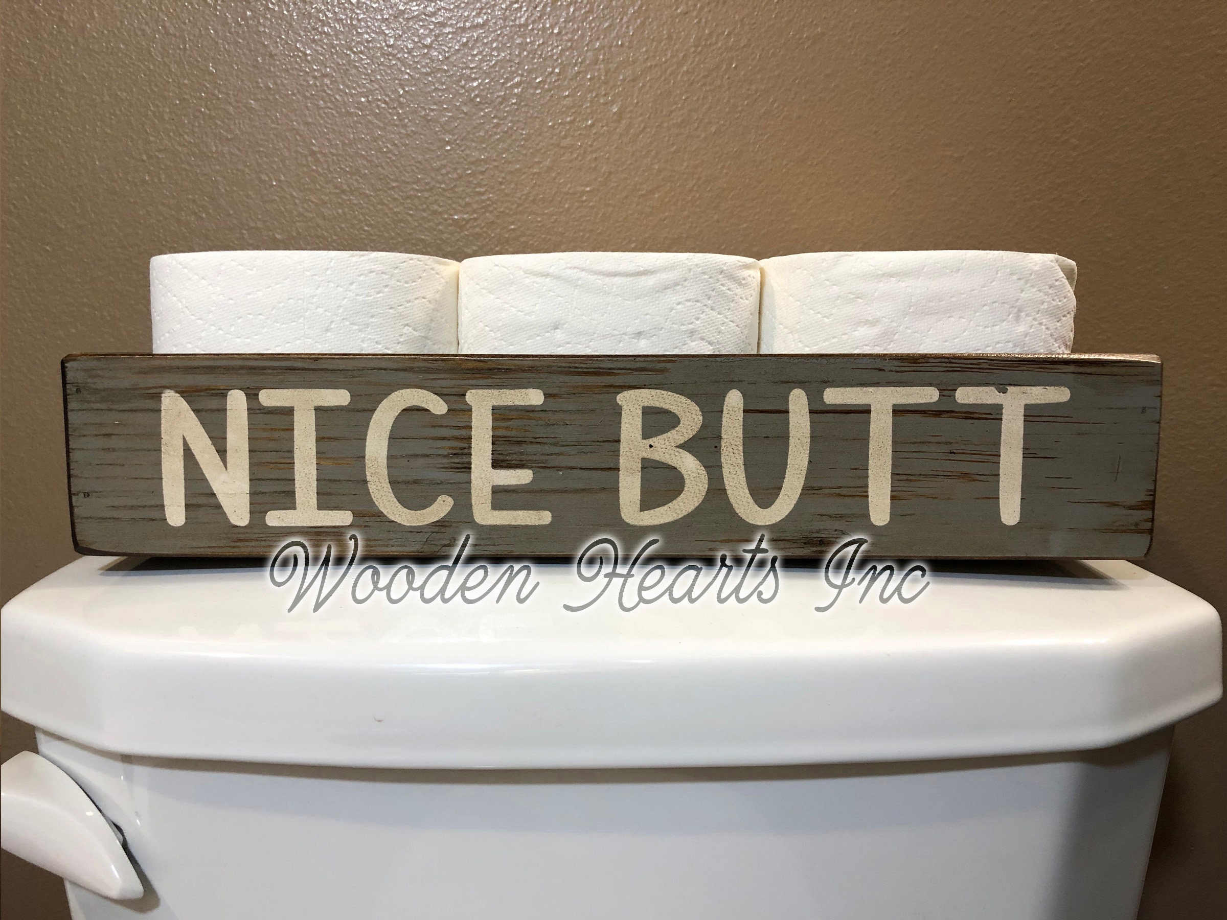 NICE BUTT Bathroom Decor *Tray Wood Box *Wooden Toilet Paper