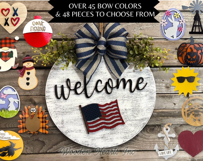 Door Hanger Welcome Hello Wreath porch Front Door Interchangeable Season Changer wedding Gift housewarming fall  Farmhouse