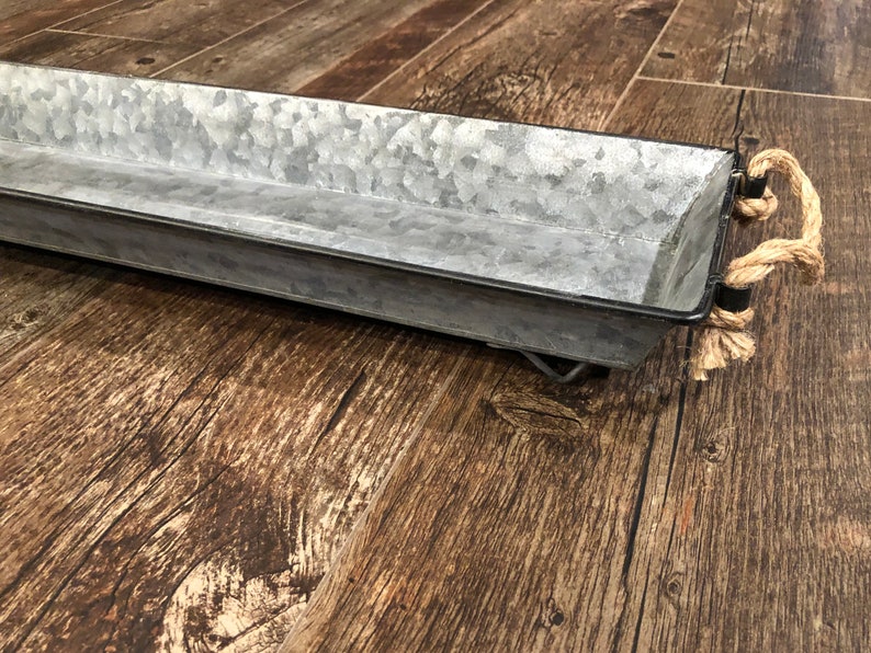 Tray Metal Large With Rope Handles Farmhouse Reclaimed Rustic Tin Box For Kitchen Table Centerpiece Mason Ball Jars 23 X 6 Candles Home Living Decorative Trays Delage Com Br
