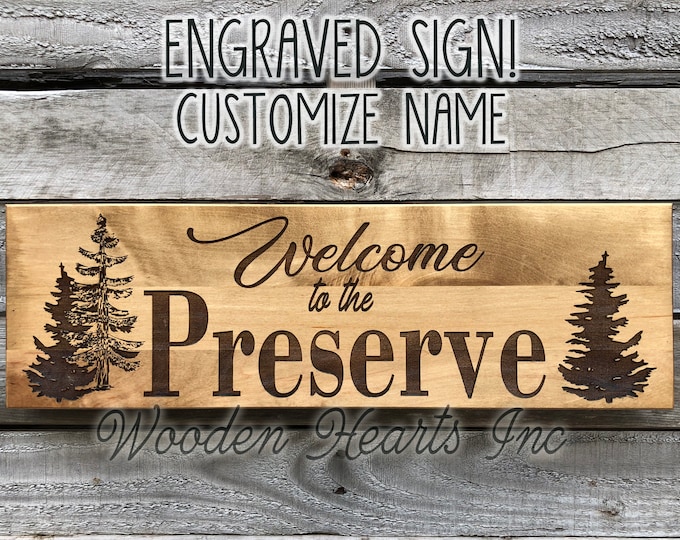 Custom Welcome PERSONALIZED Engraved Family Name Sign Quality Maple Wedding Housewarming Gift Trees Cabin Lake Camp Wood Northwoods Sign