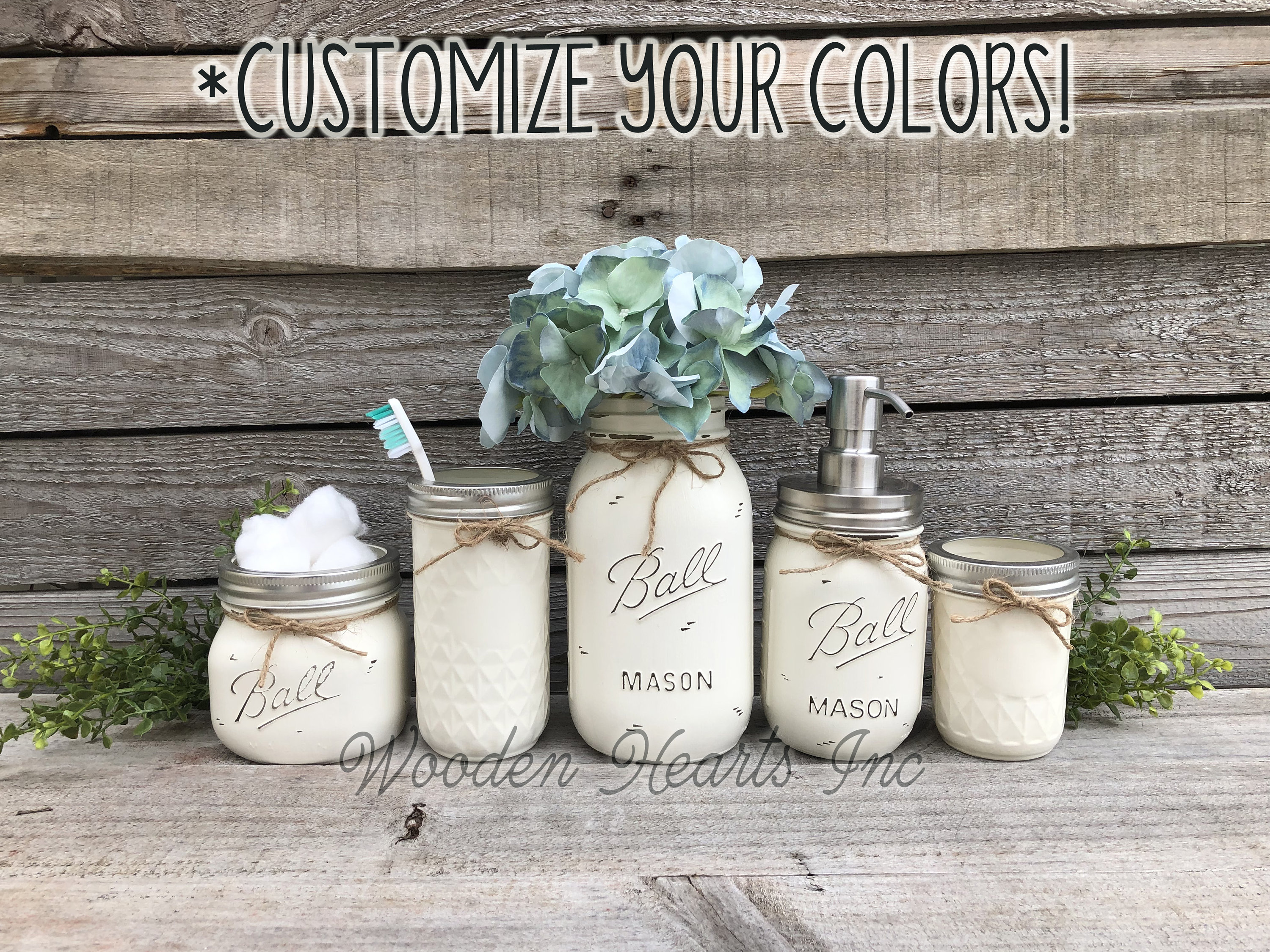 Mason Jar Bathroom Accessories Set - 5-Piece Bathroom Set Home