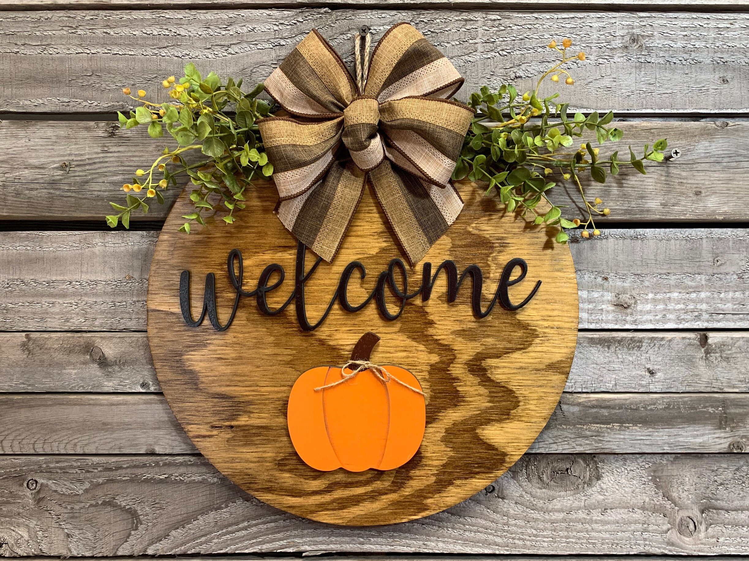 Happy Thanksgiving Round Door Hanger Wreath