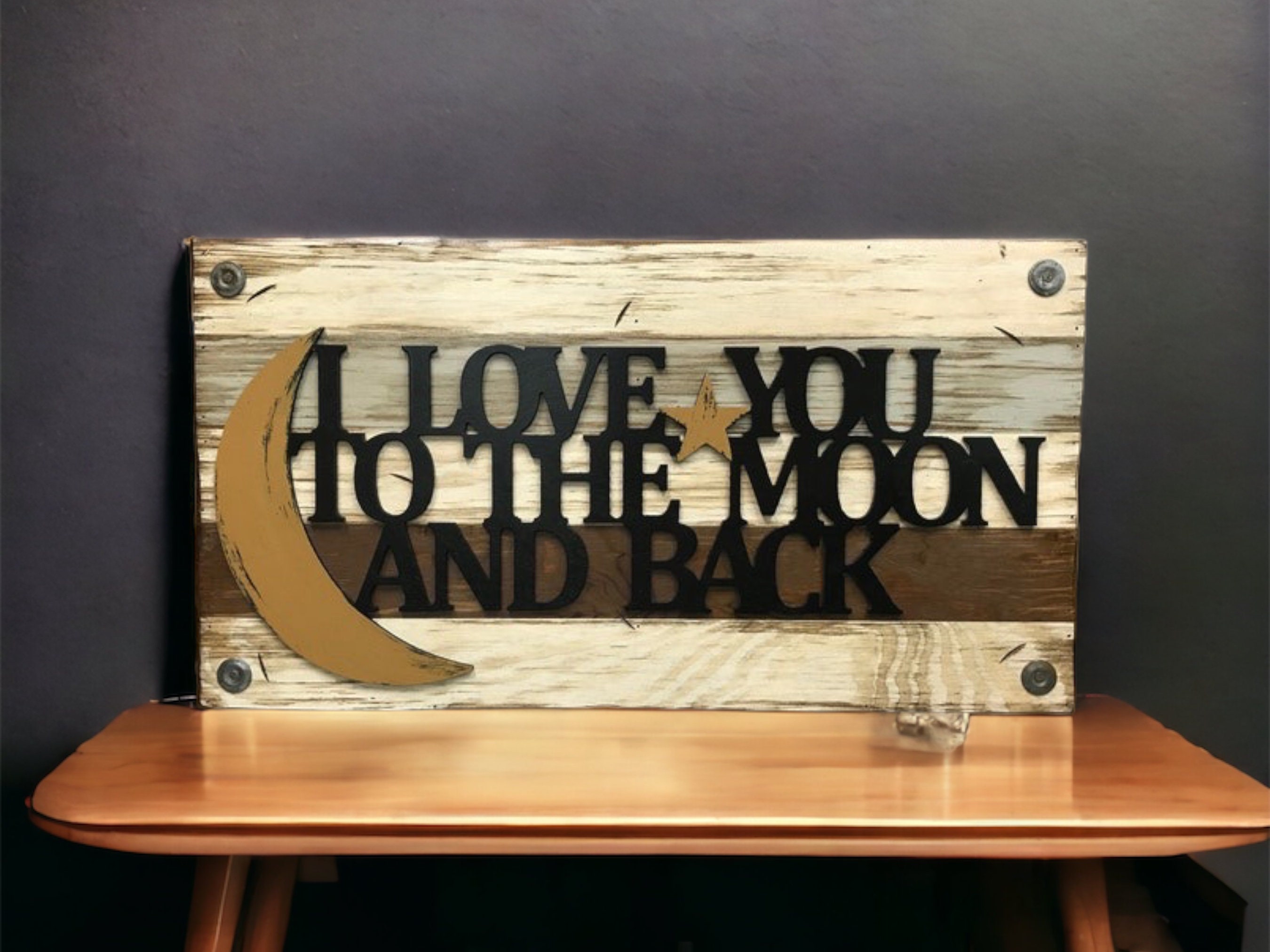 Rustic I Love You to Moon and Back Wall Sign Rustic I Love You to Moon and Back Wall Sign