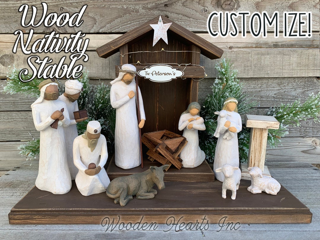 Wood Nativity Stable, Distressed Christmas Decor, Optional Sign ...