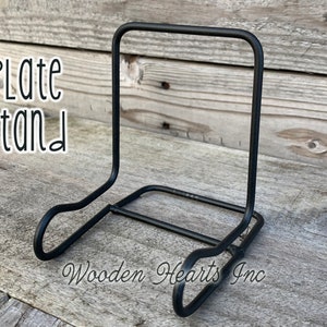 PLATE STAND Black Iron Metal Picture Frame Tile Craft Print Holder Free-Standing Easel Artwork Plaque Sign Table Tabletop Desk Shelf 4&quot;