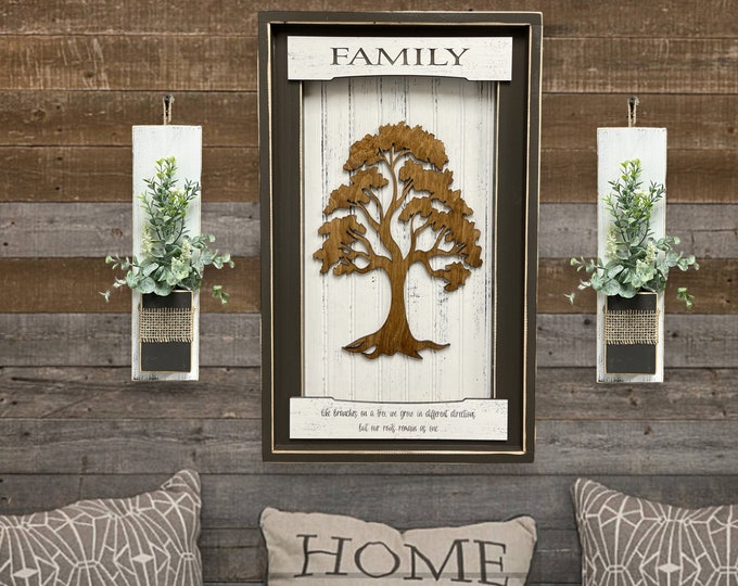 Wall Art Decor Famliy Like Branches on a Tree  [Wood Rustic Distressed] Sign Hanging Modern Farmhouse