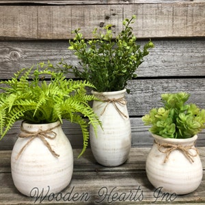 Vase SUCCULENT PLANTS Fern Ceramic CREAM Pottery Shelf Table Desk Bathroom Kitchen Dorm room Jar Mini Farmhouse Home Decor Garden Greenery