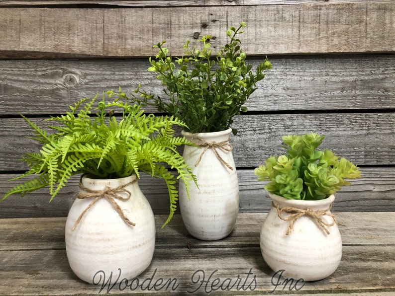 Vase SUCCULENT PLANTS Fern Ceramic CREAM Pottery Shelf Table image 1