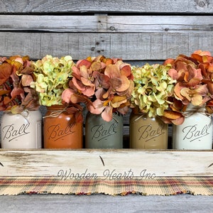 FALL MASON Jar Decor Thanksgiving Centerpiece, Tray +5 Ball Jars, Kitchen Table Centerpiece, Fall Table Decor, Housewarming Gift, Fall Decor