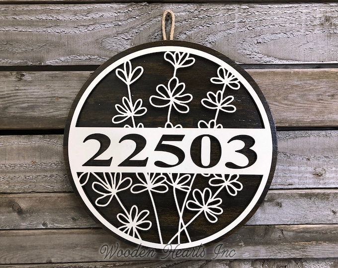 HOUSE NUMBER Sign, Wood Wall Mount 12" Circle, Welcome 3D, Custom Street Address, Home Decor Round, Housewarming Gift, Father's Day Gift