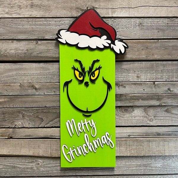 Door Hanger Christmas [Merry Grinchmas] Holiday Sign Decor Gift Home Patio Porch FREE Fast Shipping