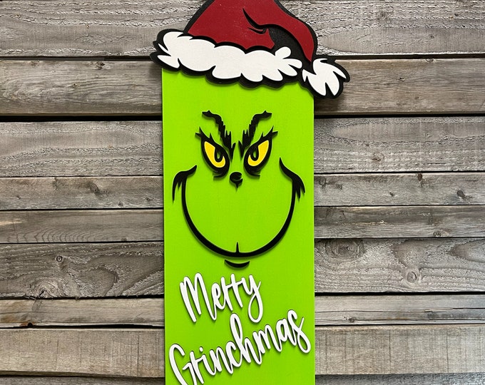 Door Hanger Christmas [Merry Grinchmas] Holiday Sign Decor Gift Home Patio Porch FREE Fast Shipping