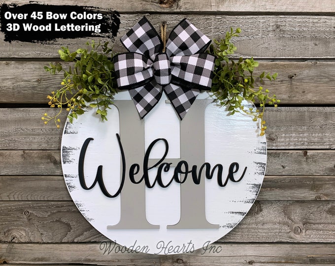 WELCOME Door Hanger Letter, Custom Sign, Spring  3D Wood Name, Porch, Patio Wreath Mothers  Day Housewarming, Personalized Wedding Gift Home