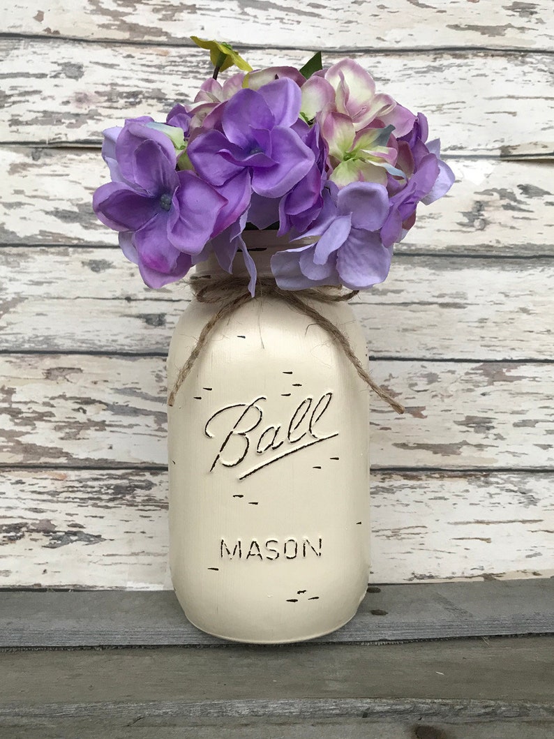 MASON JAR Decor Distressed Ball QUART Jars Hand Painted Etsy