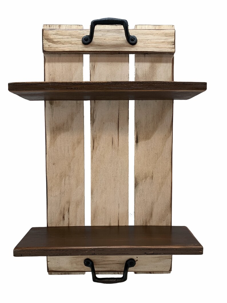 Wall SHELF Wood Metal Handles bathroom Kitchen distressed Etsy