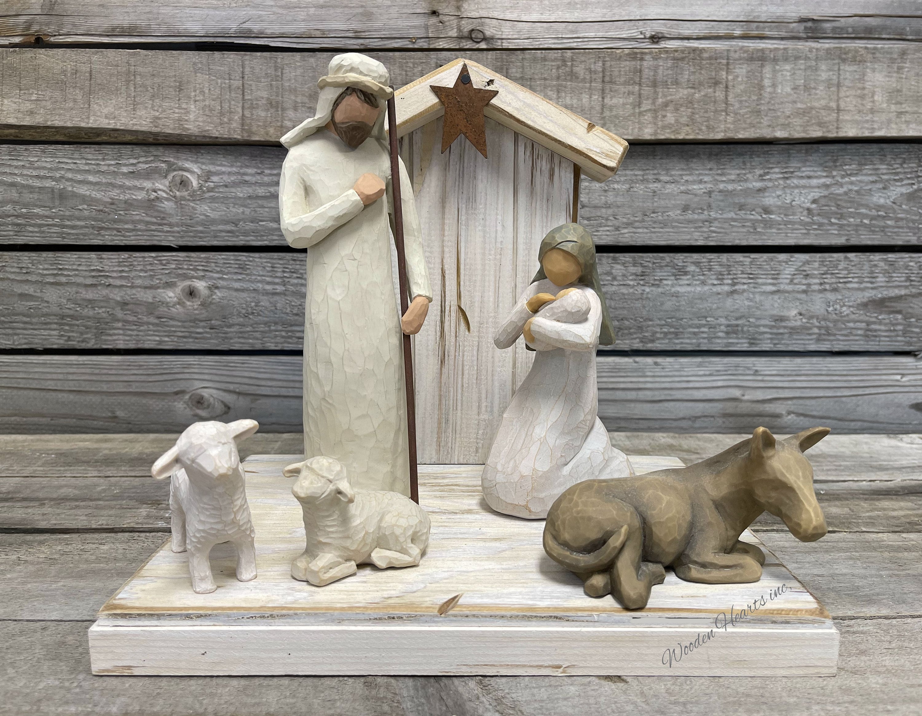 STABLE Wood CRECHE [fits Willow Tree Holy Family NOT Included