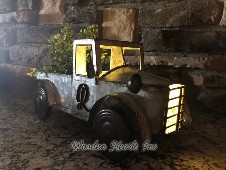METAL TRUCK Decor Planter Greenery Rustic Galvanized Etsy
