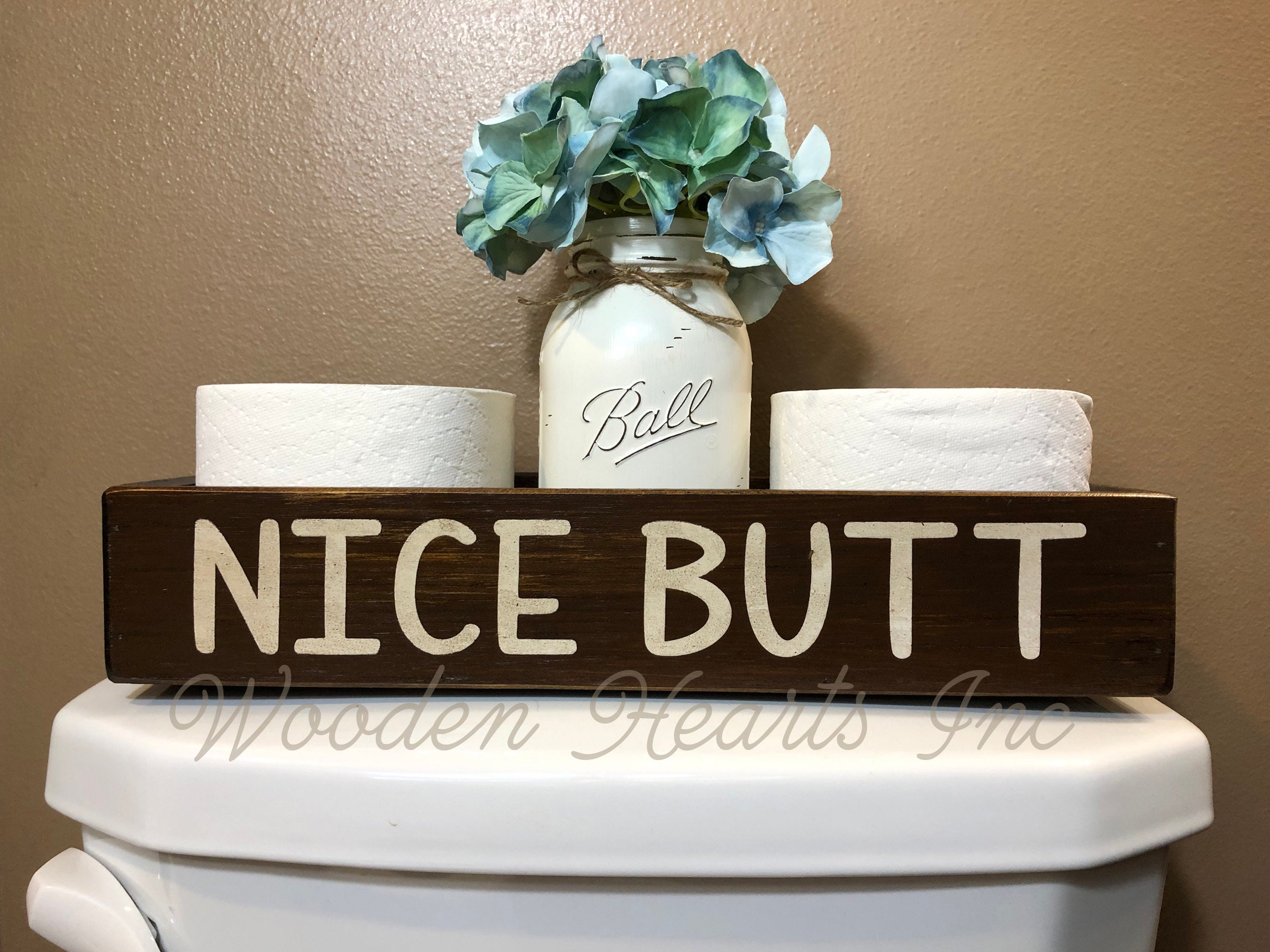 NICE BUTT Bathroom Decor *Tray Wood Box *Wooden Toilet Paper