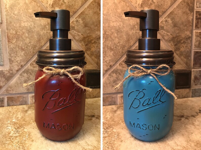 Mason JAR SOAP Oil Rubbed Bronze Metal DISPENSER Painted Etsy