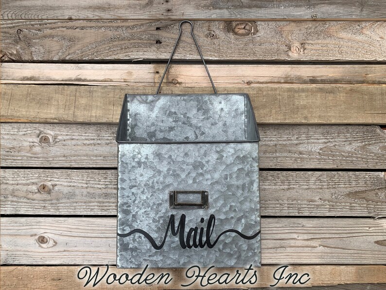 MAILBOX Wall Mount ORGANIZER Bin Rustic Metal Farmhouse Office Etsy