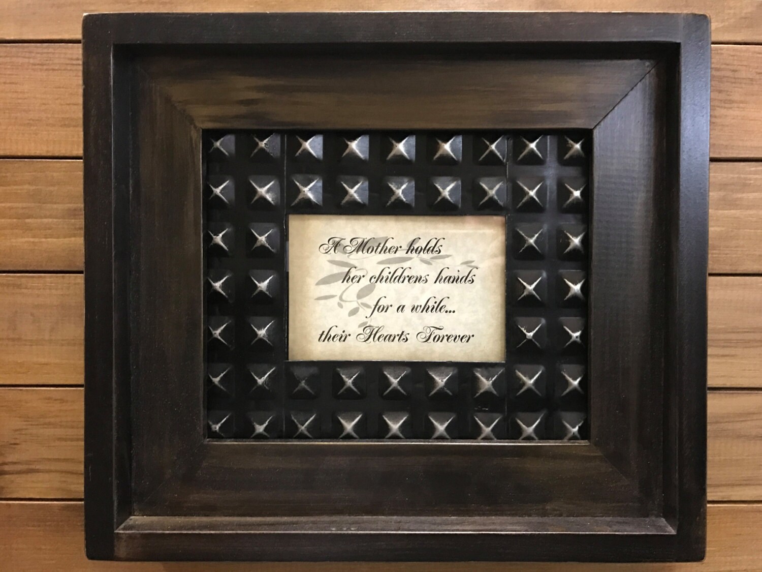 Sign A Mother Holds Her Childrens Hands Their Hearts Forever Sign A Mother Holds Her Childrens Hands Their Hearts Forever Wall Framed Metal Reclaimed Family Home Decor Espresso Unique