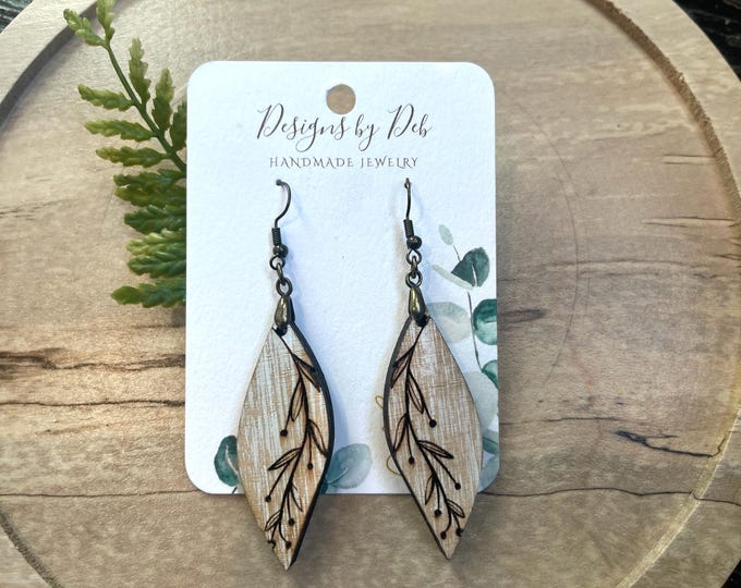 EARRINGS Natural Wood Vine[Boho Hippie Elegant Trendy]Stainless steel/Antique Bronze Hypo-Allergenic Hooks[Dangle Light weight]Gift for her