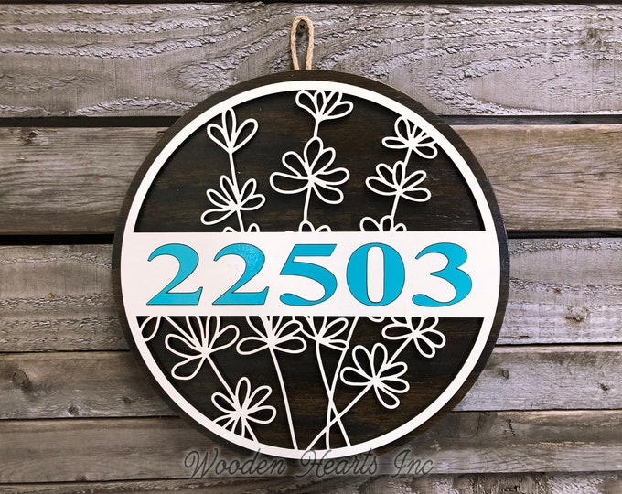 HOUSE NUMBER Sign, Wood Wall Mount 12" Circle, Welcome 3D, Custom Street Address, Home Decor Round, Housewarming Gift, Father's Day Gift