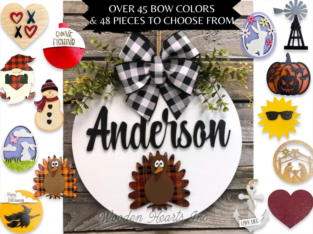 Custom Interchangeable Door Hanger, Family Name Welcome Sign - Etsy