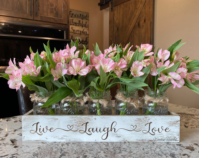 PERSONALIZED Tray ENGRAVED CUSTOM  Table Centerpiece Kitchen Customize  Pint Mason Jars wedding christmas gift Family Name Est Date