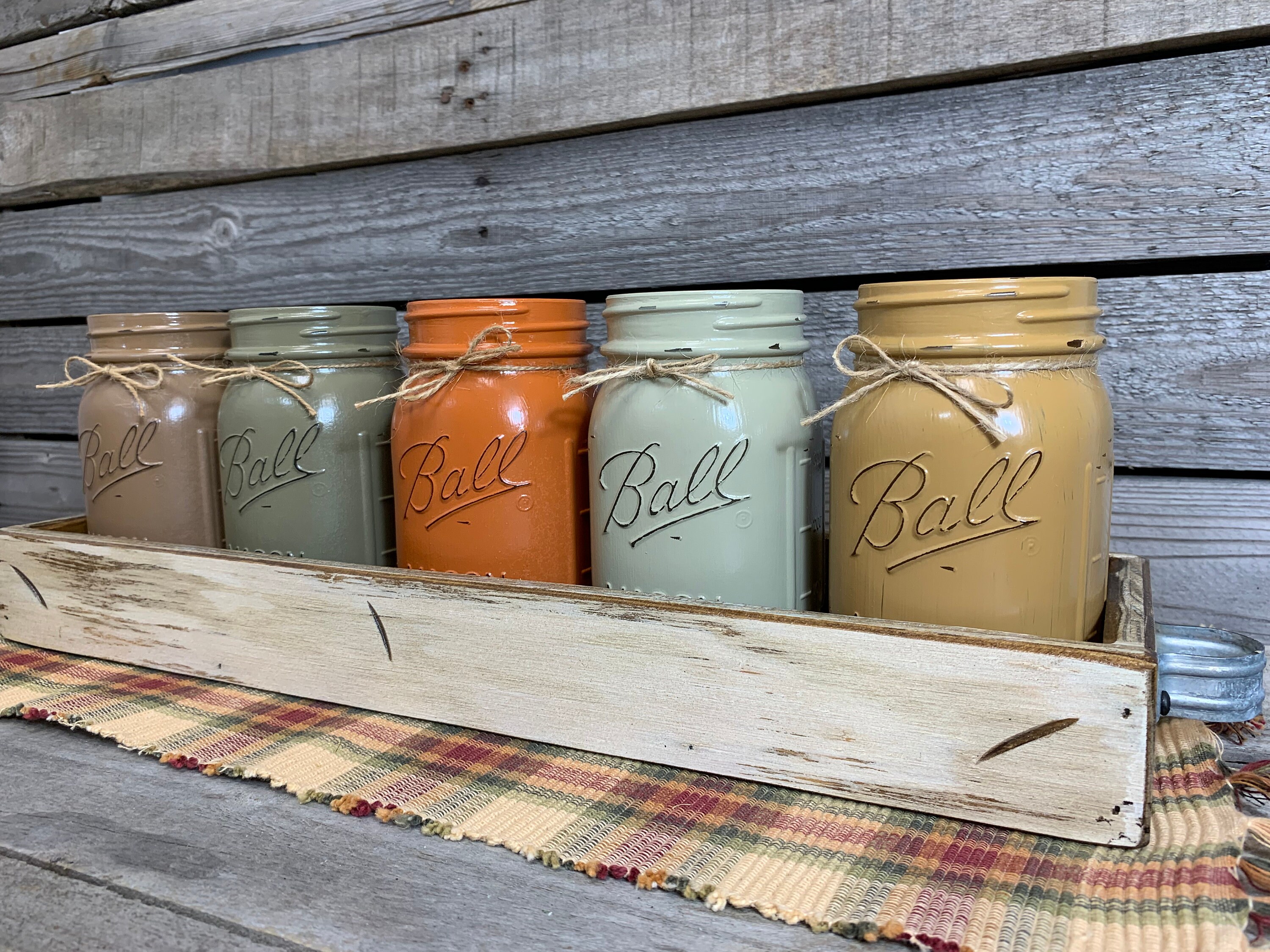 MASON Jar Kitchen Decor DOVE GRAY Tray Set, Cotton Ball, Tall Quilted,  Quart Vase with Flower, Soap Dispenser, Mini Q-tip Jars