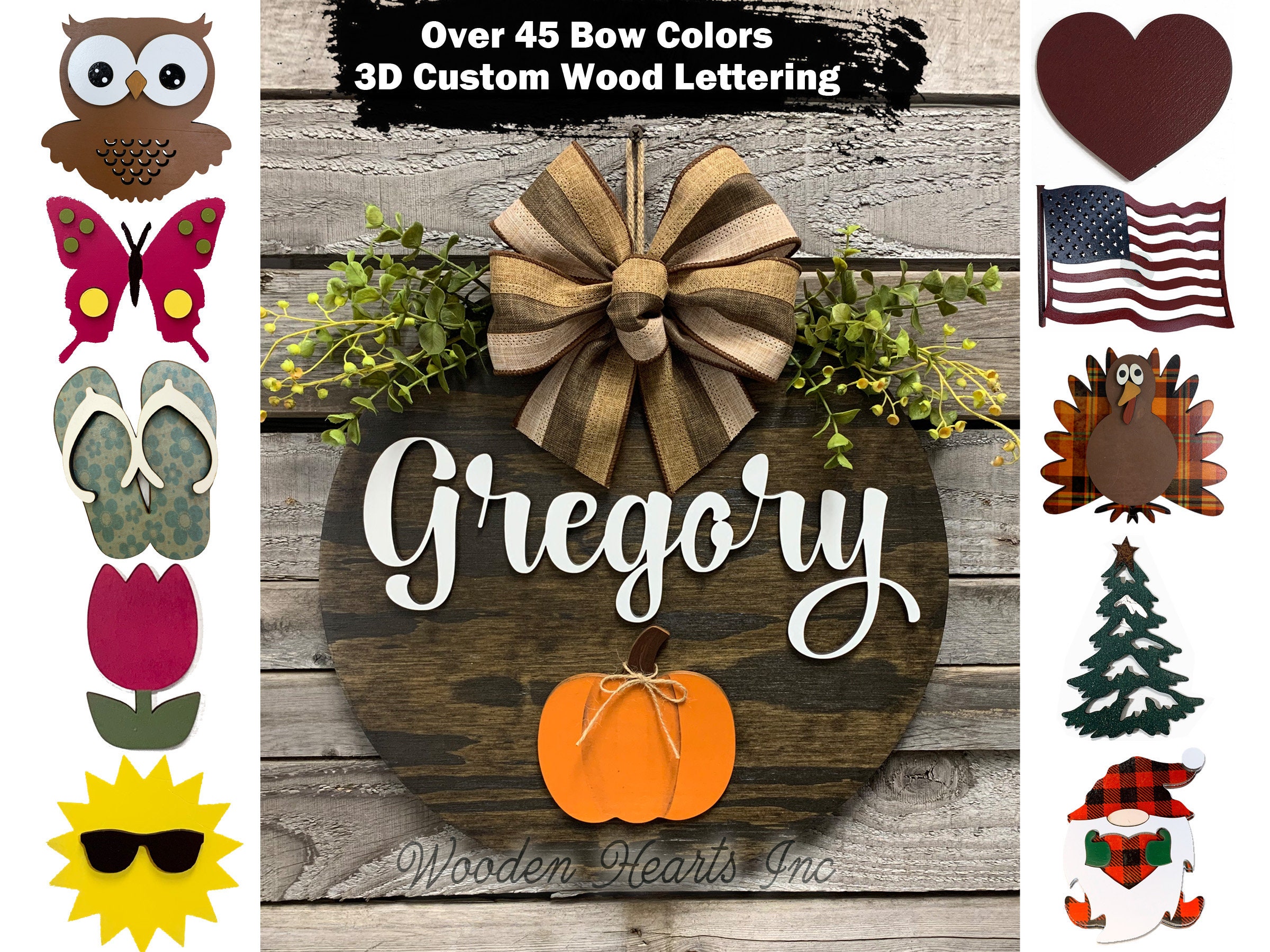 Custom Interchangeable Door Hanger Wreath porch Front Door