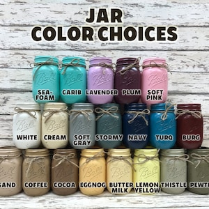 MASON JAR Painted for Centerpiece Table Kitchen Decor Distressed Ball Pint Jars White Brown Blue Yellow Tan Green Holder for Fall Flowers