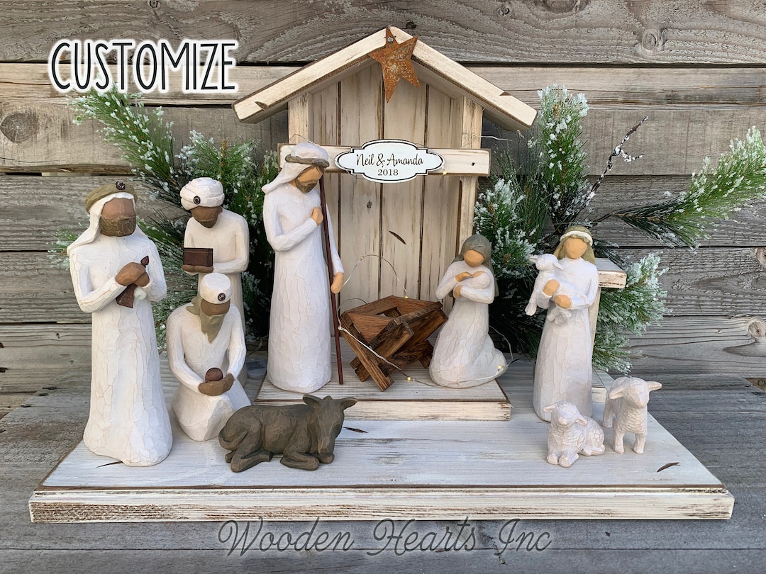 STABLE for Nativity WOOD CRECHE Fits Willow Tree Angels Etsy