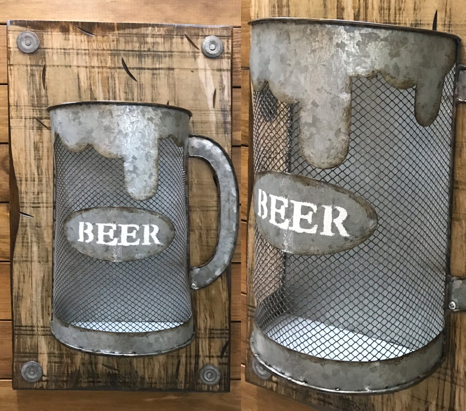 BEER Mug Bottle CAP Holder Stein Shapped Metal Reclaimed Etsy