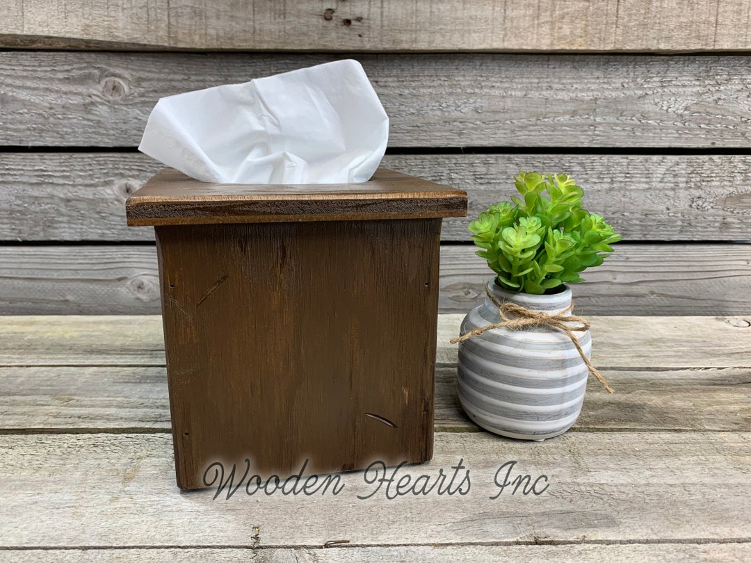 Rustic Wood Tissue Box Cover, Square Distressed Decor - Etsy